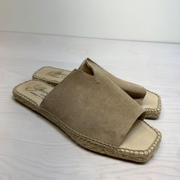 Gaimo Women's Suede Espadrille Slip On Flats Handmade Spain Size 40/9.5 Beige - Picture 1 of 10
